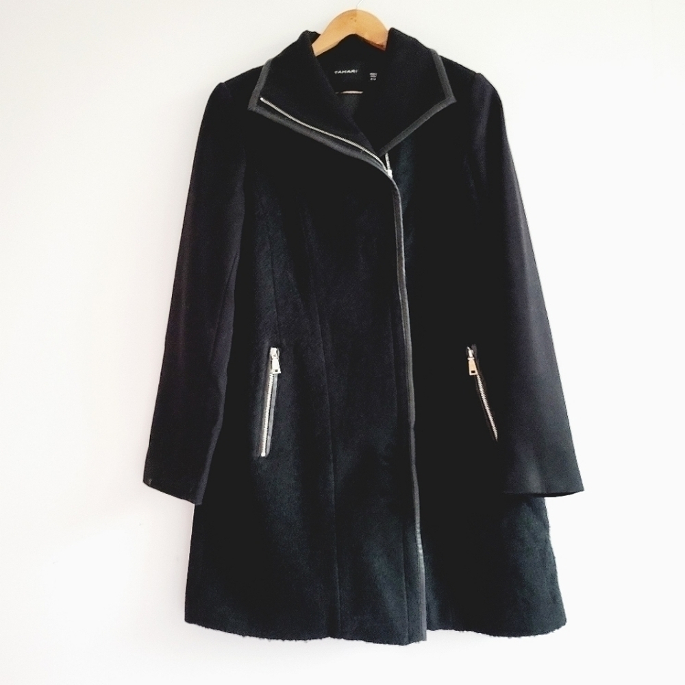 Tahari Black Wool Blend Coat